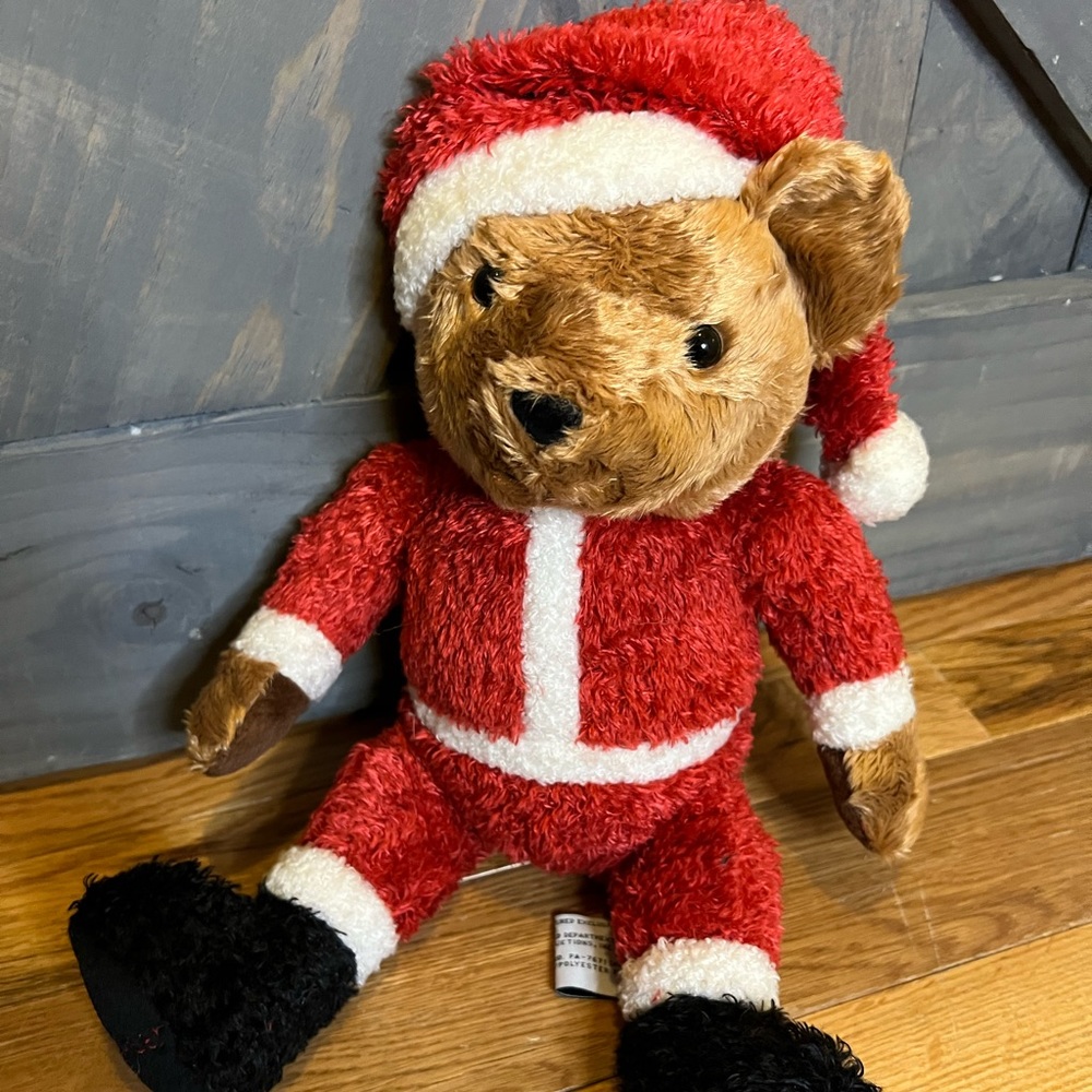 * BonBear Santa Bear Vintage 2002 12” Plushy fuzzy Adorable lil’ Santa Bear